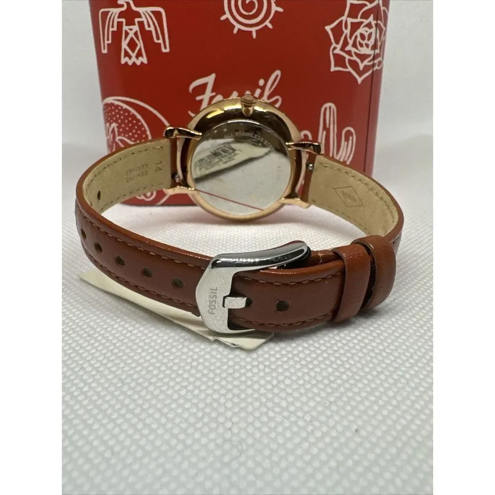 Fossil Jacqueline ES4352 Men Brown Leather Strap Analog Dial Quartz Watch YAY54